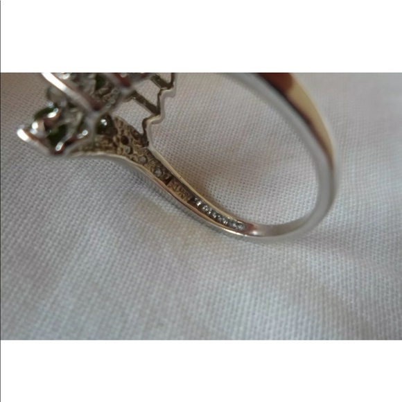 Solid White Gold Green Tourmaline White Topaz - Picture 5 of 6